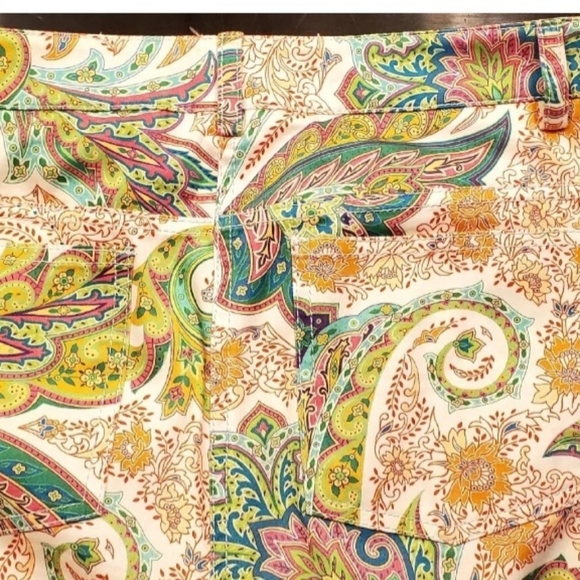 WORTH Jeans Paisley Pants White/Aqua/Grn/Pnk/Cper Stretch Cott/Elas WOM SZ 4 USA - Picture 9 of 13